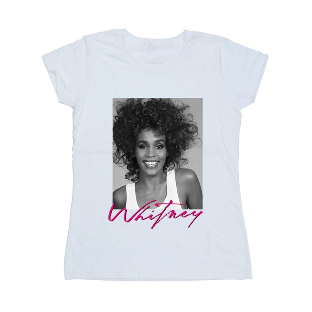 Whitney Houston Womens/Ladies Smile Photograph Cotton T-Shirt / White